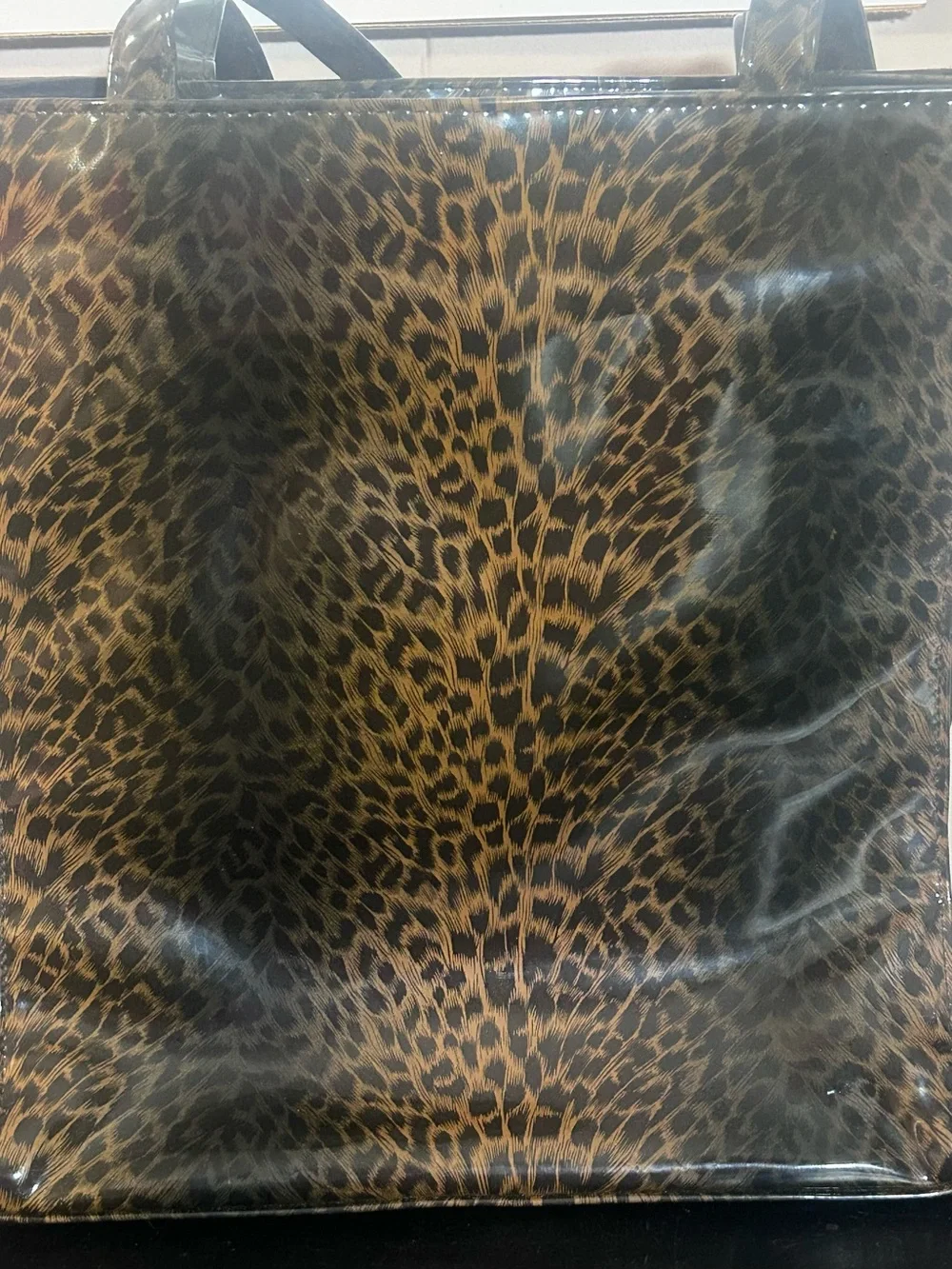 Chateau Leopard Print Patent Tote in Brown and Black
